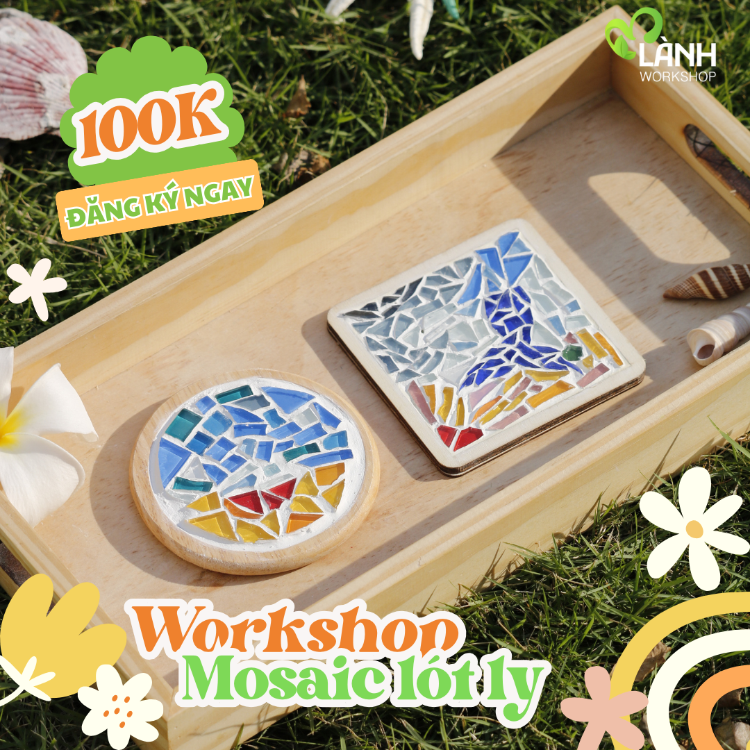 workshop khảm mosaic lót ly