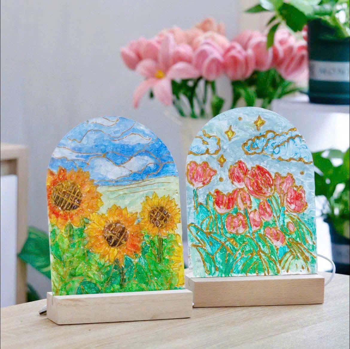 ý tưởng vẽ đèn ngủ thủy tinh