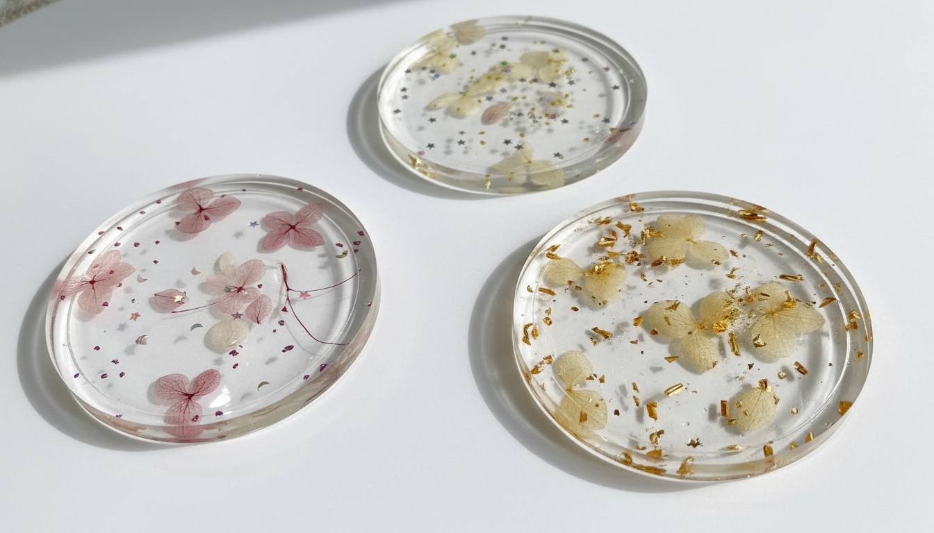 lót ly hoa khô resin