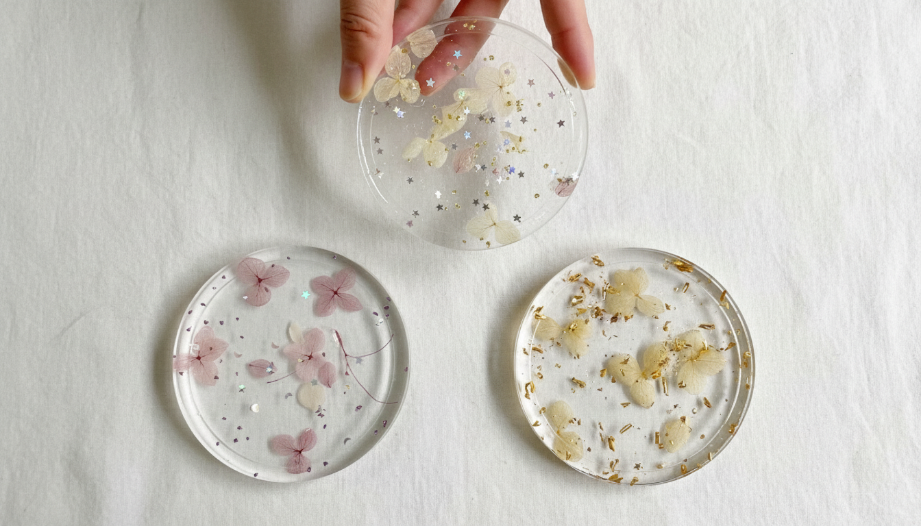 lót ly hoa khô resin