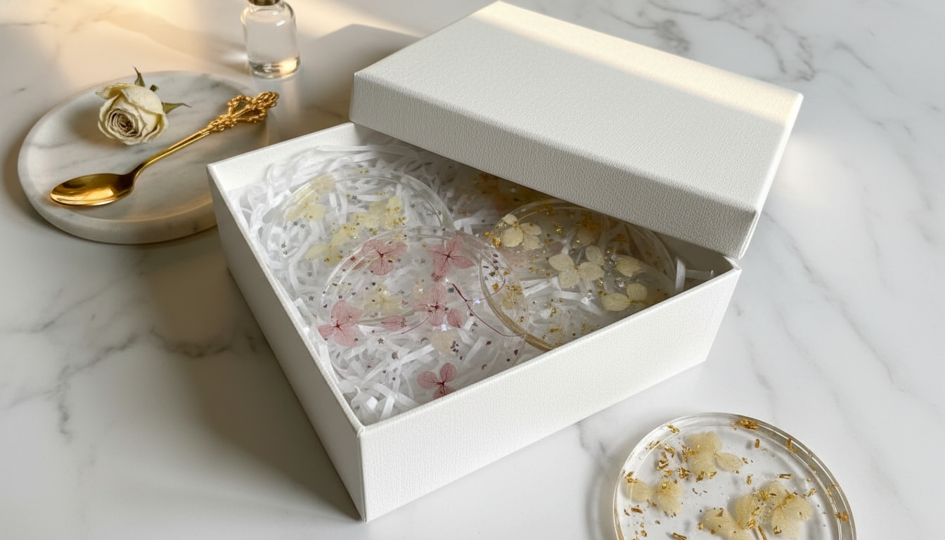 lót ly hoa khô resin